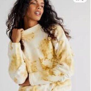 ✅ Maria Bouvier Tie-Dye Sweatshirt‎ in Cream and Brown Crew Neck Size Small